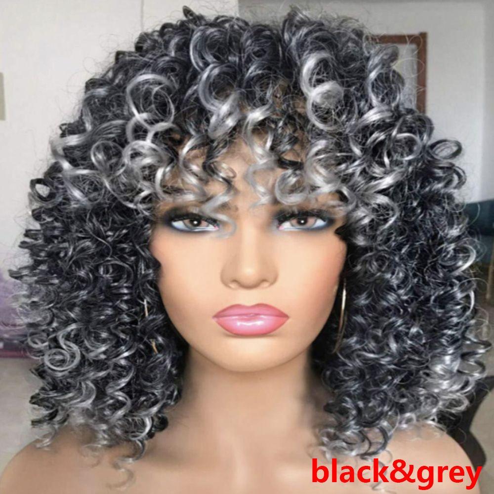 Short Wig Afro Kinky Curly Synthetic Wigs for Women's Fashion Full Wig With Bangs African Women Hair Wig Brazilian Fancy Cosplay