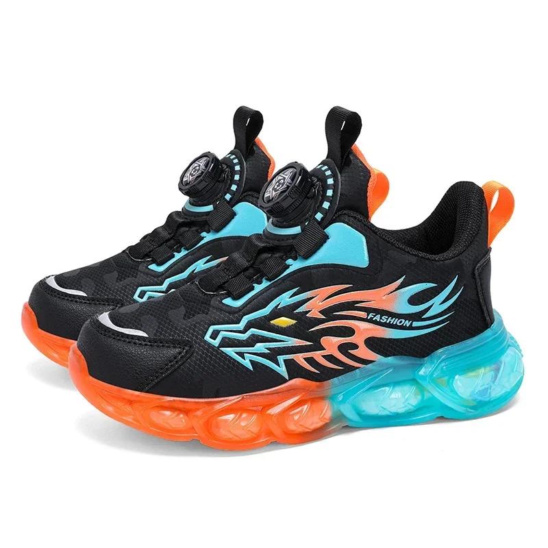 Fashion New Anti-skid Leather Kids Sneakers for Boys Running  Walking Lightweight Casual Shoes With Fashion Dragon Pattern Size 29-39