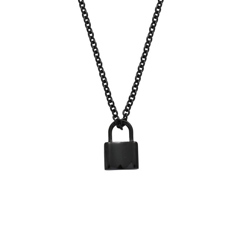 Men's Hip Hop Korean-Style Stainless Steel Padlock Pendant Necklace