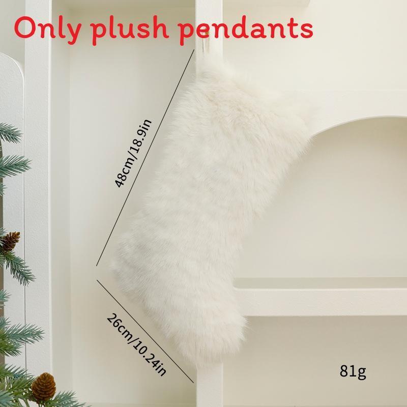 

Christmas Stocking Decor Gift Bag With Long Plush Material For Gatherings Family White