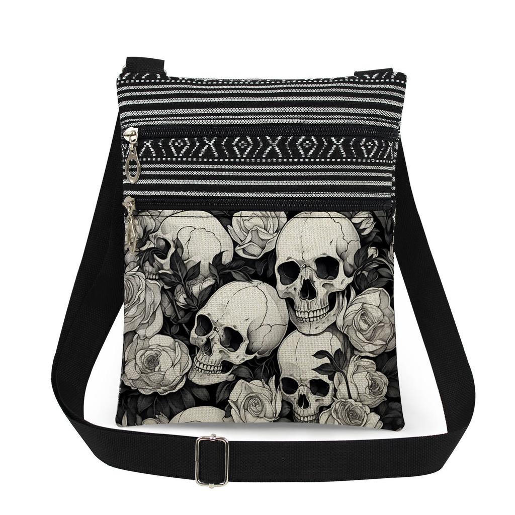 1PC Skeleton Print Tote Bags Women Shoulder Handbags Postman Package 6915