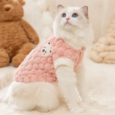 Zimní oblečky pro kočky a psy se sponou Plyšový svetr pro mazlíčka s potiskem sladkého medvěda pro malé psy Bunda pro štěně Pomeranian Chihuahua