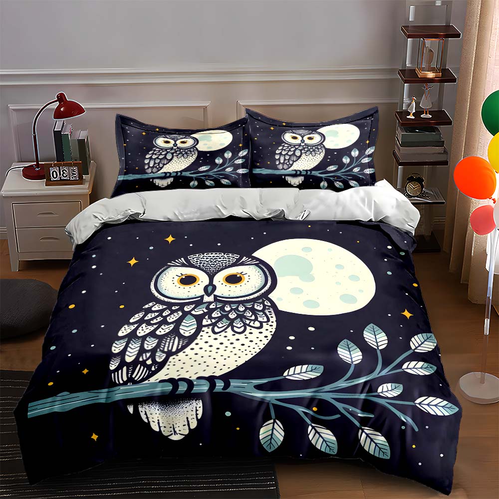 

Owl Moon Branches Bedding Duvet cover sets Duvet covers Pillowcases gifts (1 * Duvet Cover 2 * Pillowcases, without duvet insert) 135x200cm