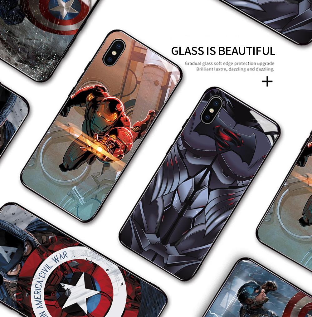 

Роскошный противоударный стеклянный чехол с изображением Marvel, Мстителей, Человека-паука, Капитана Америки, Ironman, для iPhone