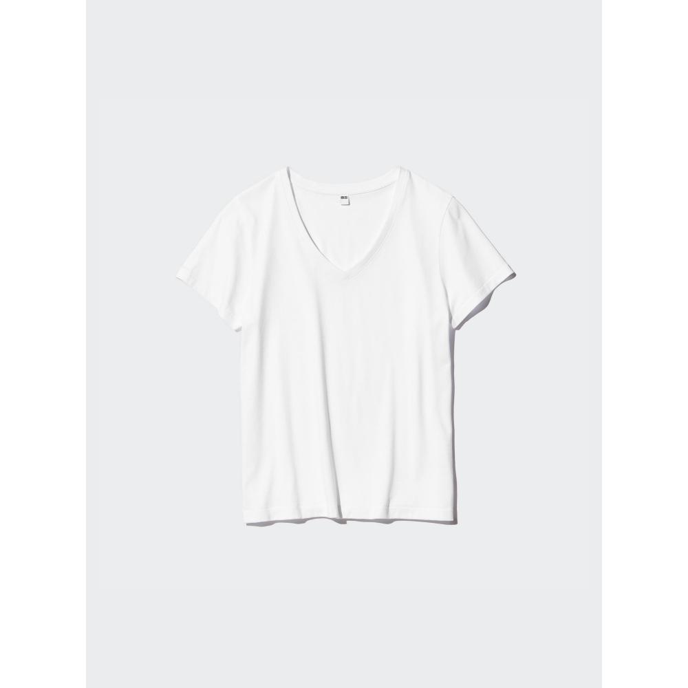 Uniqlo W S Supima CoTTon V Neck S S T ShirT
