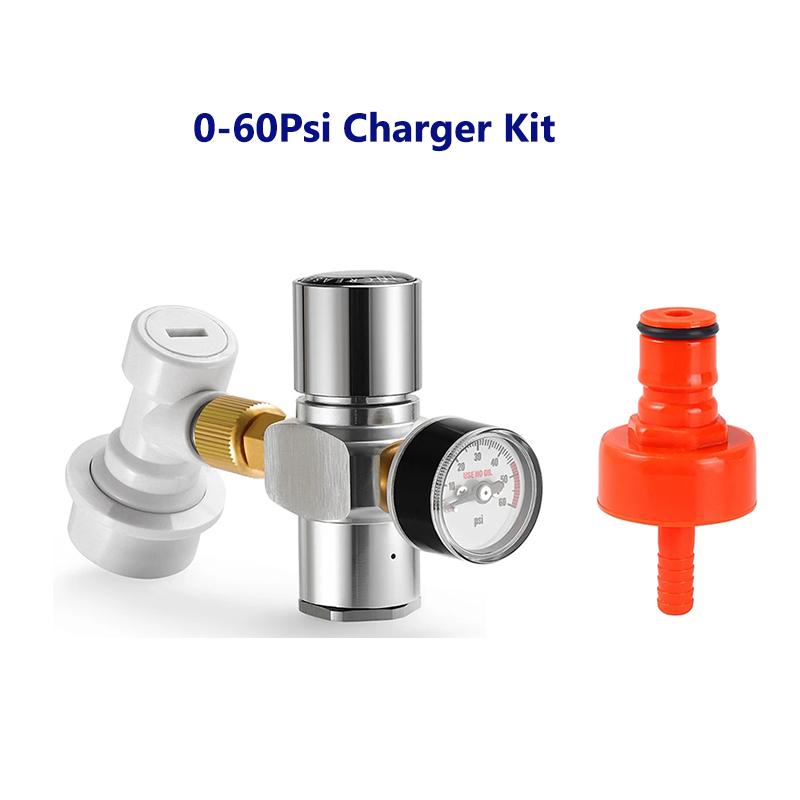 Homebrew Carbonation Kit (Plastic Carbonation Pressure Cap & Co2 Keg Charger & Gas Ball Lock) For PET Bottle Beer Carbonization 60psi