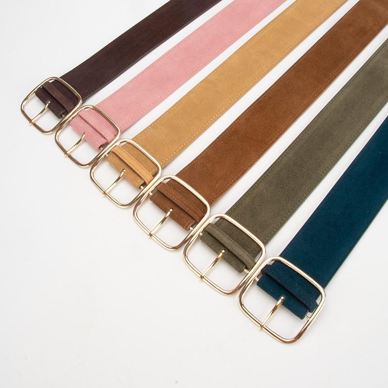 Nieuw leer retro gesp tailleafdichting dames mat suède koeienhuid riem met jas jurk