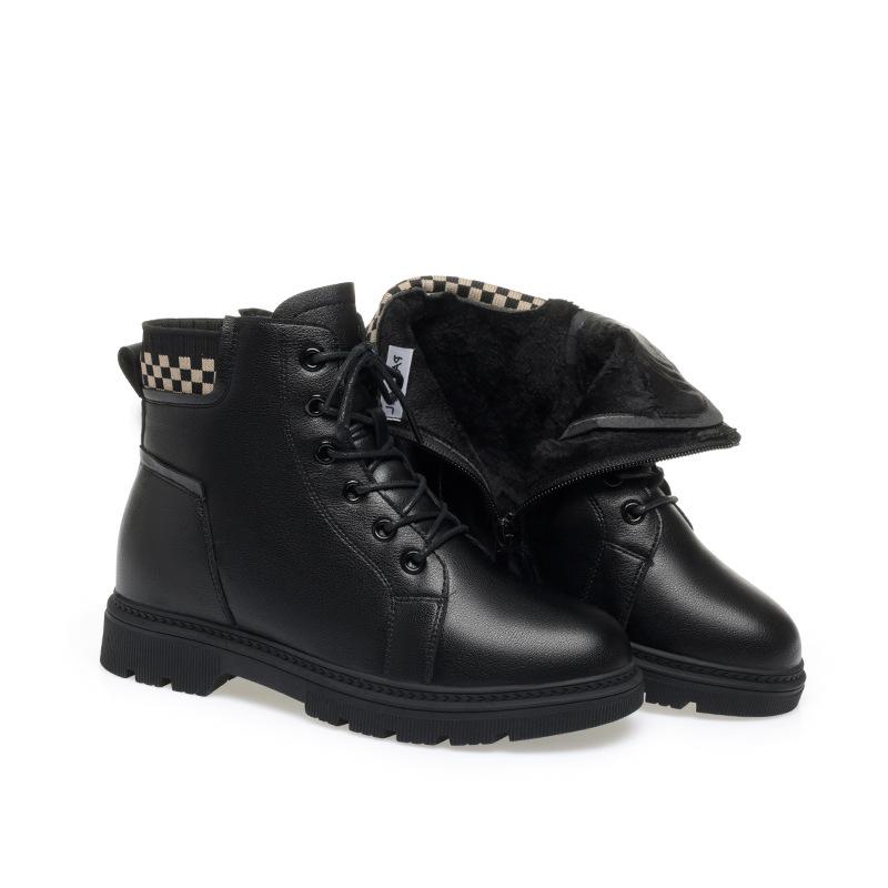 fashion Autumn Winter Warm Soft Leather Thick-Soled Chelsea Martin Boots Fashionable Women Round Toe Zipper Anti-slip Ankle Boots