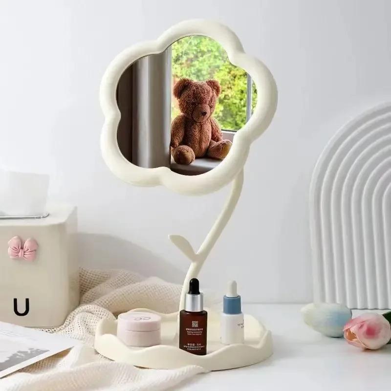 Floral Office Mirror, Dormitory Creative Decoration, Makeup Dressing Mirror, High-end Style, Bedroom Home Decoration