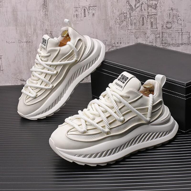 Fashion Men's new autumn and winter cashmere warm cotton shoes with thick soles inside heightening leisure sports shoes  a40