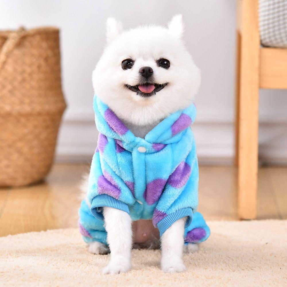 Thickened Warm Pet Clothing Dog Cat Puppy Costume Trendy Blue Dinosaur Hooded Coat