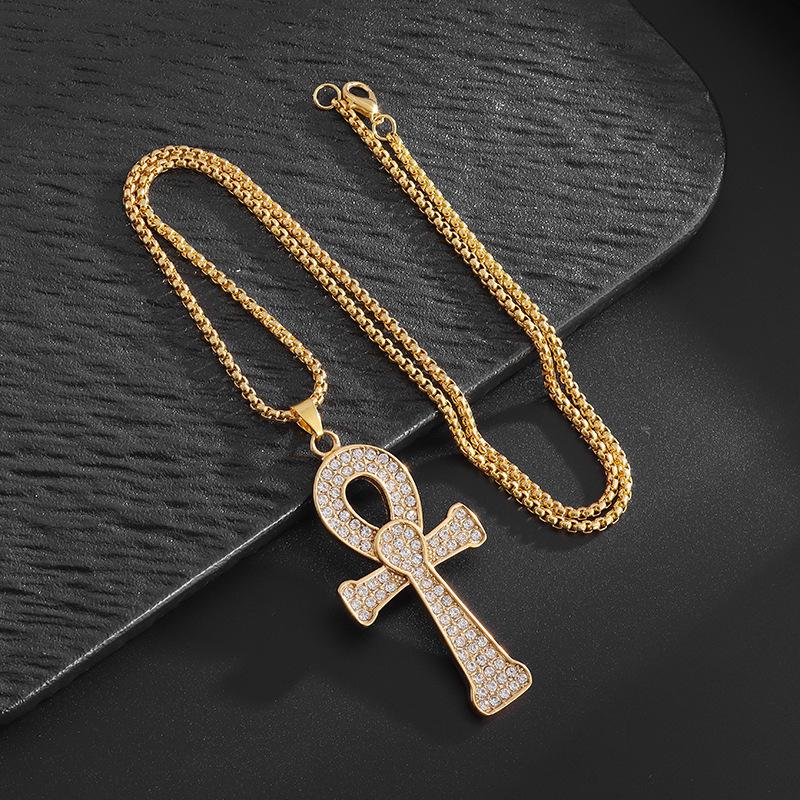 Ankh Key Hip-hop Men's and Women's Trendy Ankh Cross Pendant Necklace