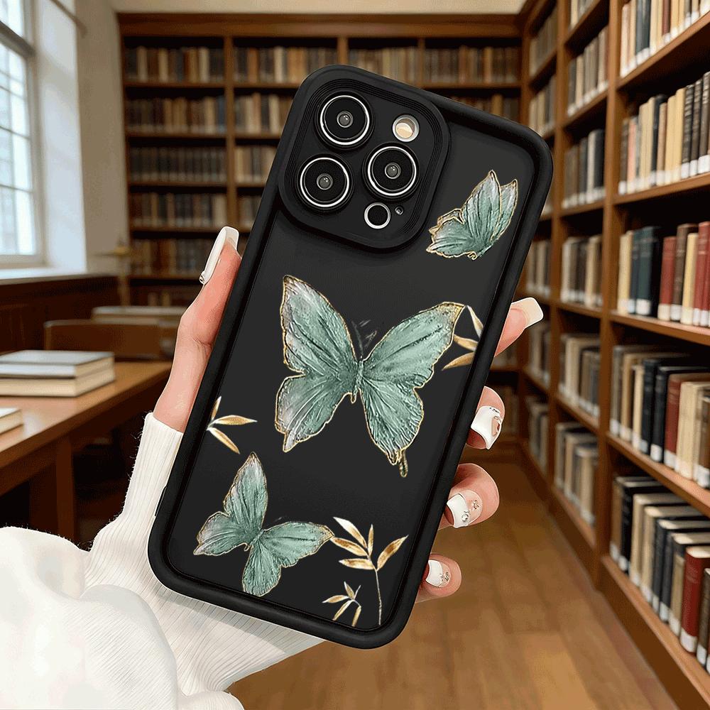 Green Butterflies Phone Case for iPhone 17 16 15 14 13 12 11 Pro Max Plus Anti Scratch, Gel Flexible Protective