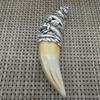 Chinese Antique Boars Tooth Wild Hog Silver Dragon Protective Talisman Pendant