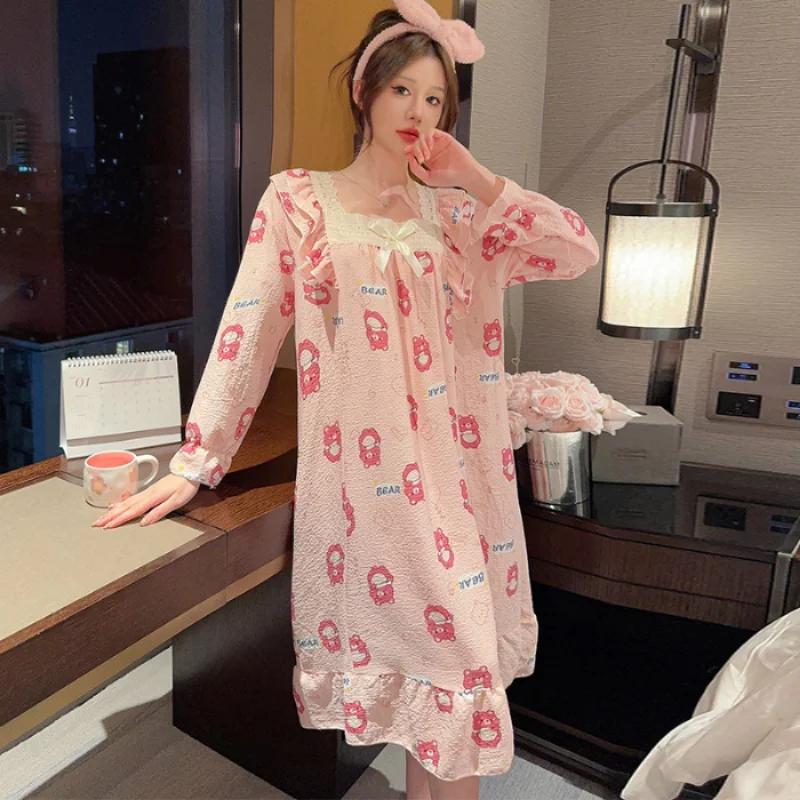 Nightgown Spring Casual and Comfortable Nightgown Ruby Home Clothes Home Clothes Cute Ruby Casual Large Size Nightgown