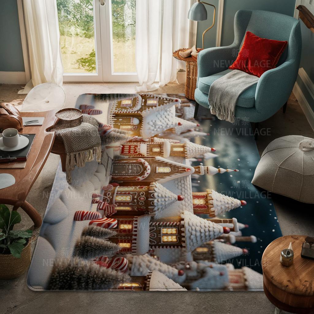 House Entrance Carpet Home Door Mat Living Room Bath Foot Bathroom Non-slip Water Absorption Rugs Bath Merry Christmas Winter