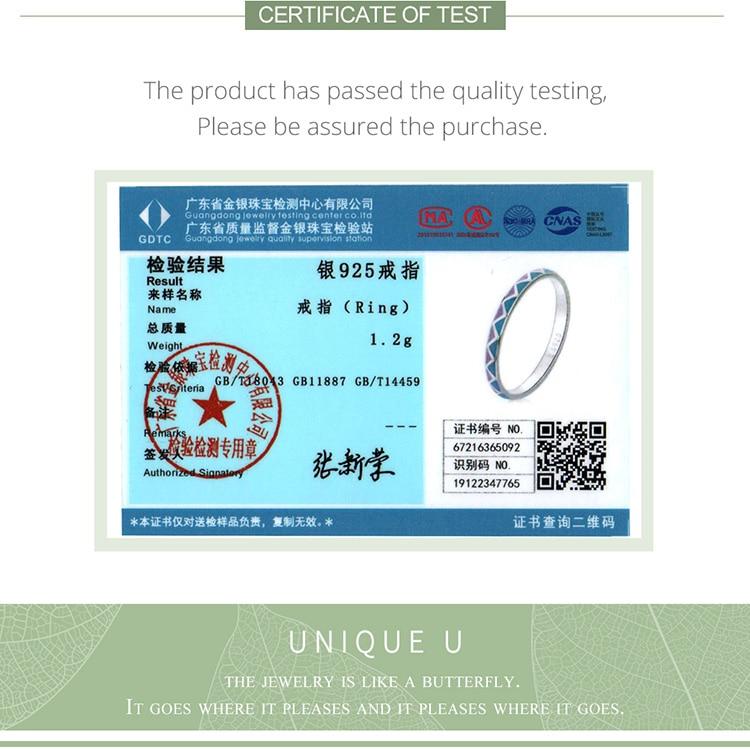 BAMOER New 925 Sterling Silver Simple Contrast-Color Ring Size 6 7 8 for Women Violet Bohemian Style Ring Fine Jewelry Anillo