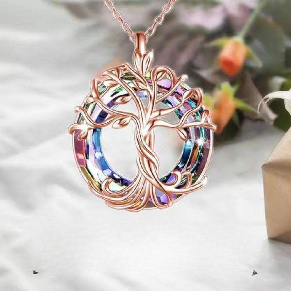 Exquisite Personality Hollowed-out Tree of Life Red Bird Pendant Necklace for Women Family Collar Jewelry Gifts of Love Gift