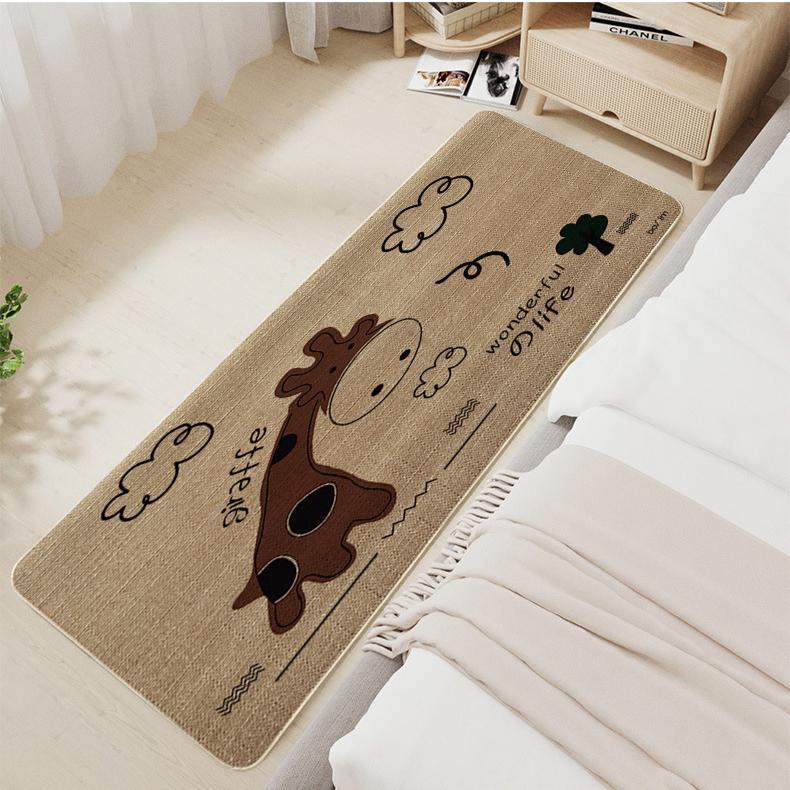 Linen Carpet Floor Mat, Door Mat, Kitchen Non Slip Rubber Foot Mat, Bathroom Door Mat Absorbent Pad