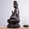 Ebony Wood Engrave Guanyin Ornaments Solid Wood Bodhisattva Figure of The Buddha Household Worship Arts and Crafts Decoration