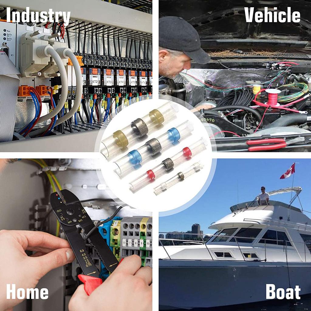 100pcs Solder Seal Wire Connectors Heat Shrink Solder Seal Butt Connectors Electrical Terminals Insulated Waterproof Copper Wire