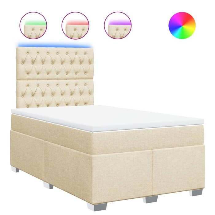 VidaXL Sommier à lattes de lit avec matelas crème 120x190 cm tissu, lit, lit à plate-forme, lit à panneaux, meuble de 3292739