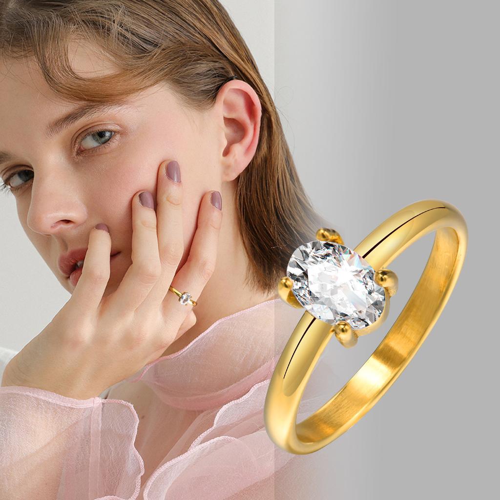 Minimalist Geometric Thin Strip White Zircon Rings for Women,Gold Plated Wedding Statement Rings,Stainless Steel Jewelry Gift