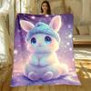 Starry Sky Bunny with Hat Blanket Soft Flannel Throw Home Decor Art Print Cute Animal Bedding Gift for Kids and Girls