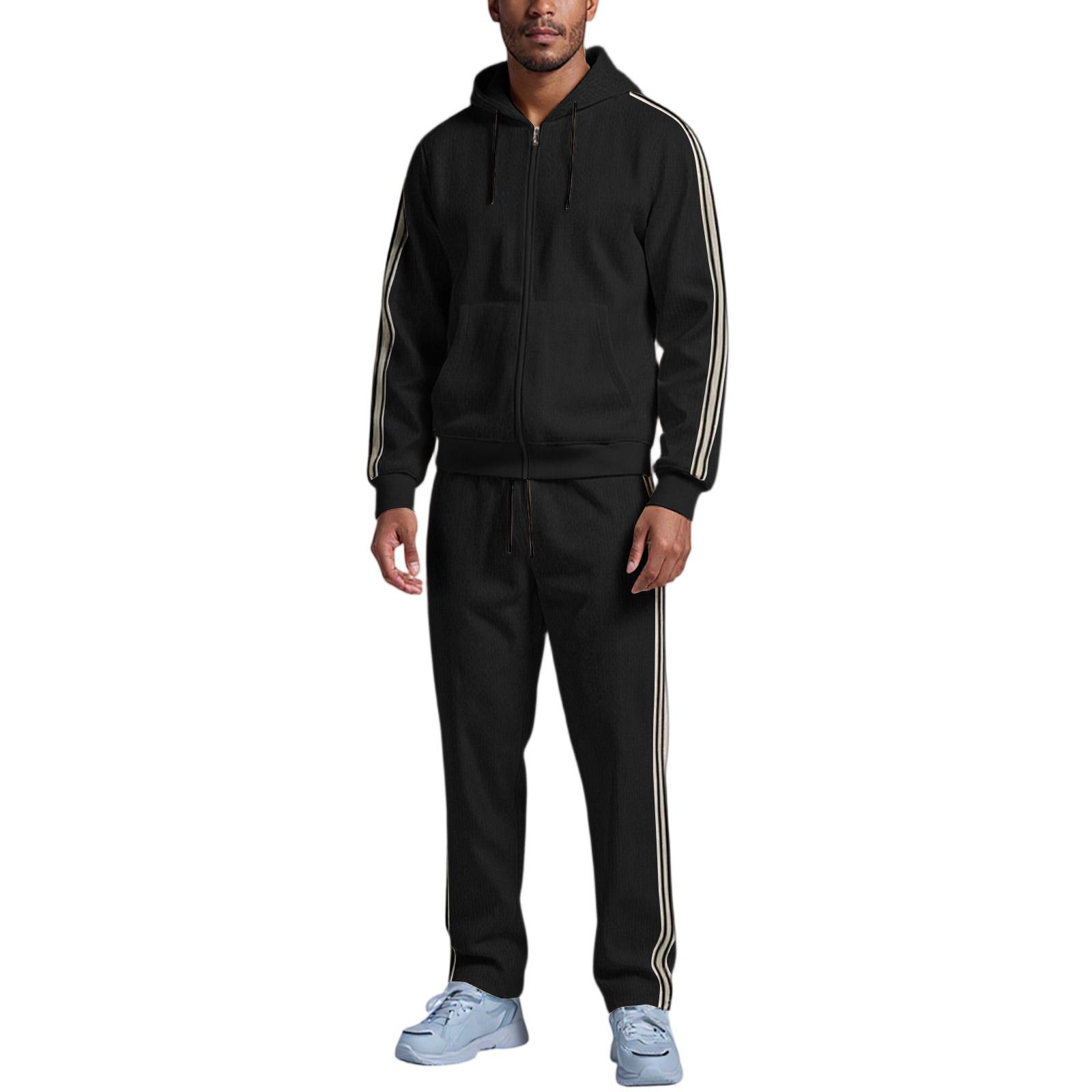 

Men Waverg Zipper Pocket Flip Collar Self-Cultivation Cardigan Jacket Set M чёрный