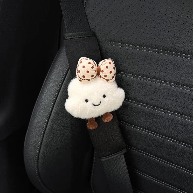 New Cartoon Bow Cloud Car Seat Belt Cover Shoulder Strap Harness Cushion Car Seatbelt Shoulder Pad Protector Auto Neck Support