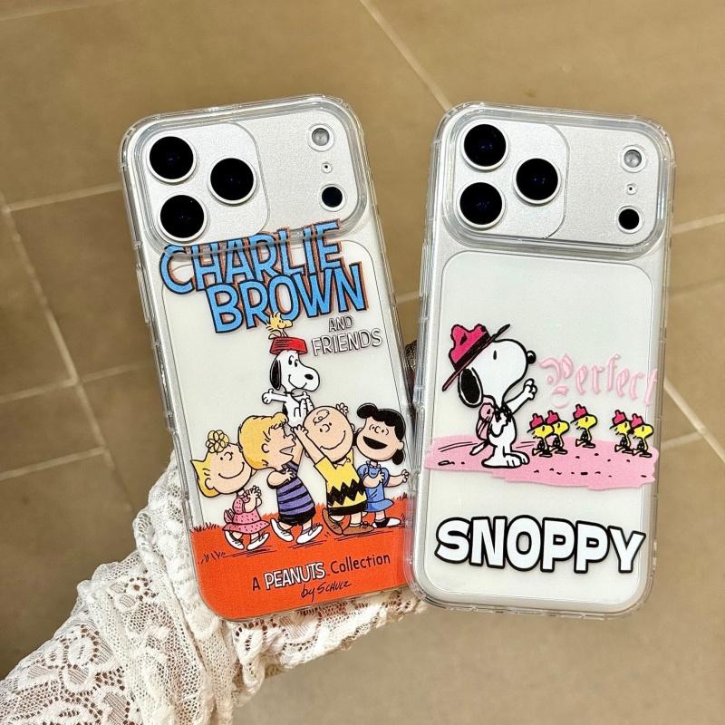 Cute Snoopy hug Charlie friend Holder Phone Case For iPhone 11 12 13 14 15 16 17 Pro Max Plus Funny Snoopy bracket TPU Cover