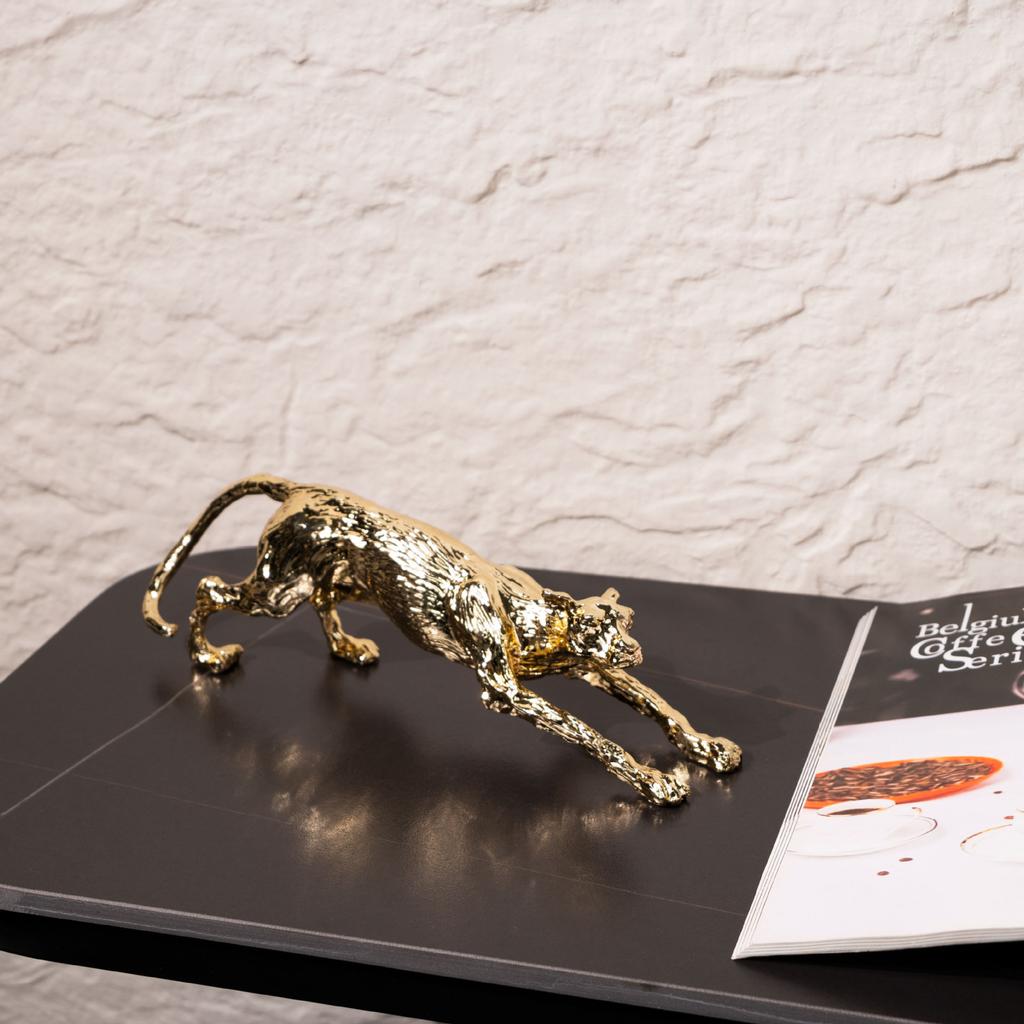 Abstract Metal Leopard Simulated Animal Ornaments Golden Leopard Cheetah Decorative Figurines Home Decoration Accessories