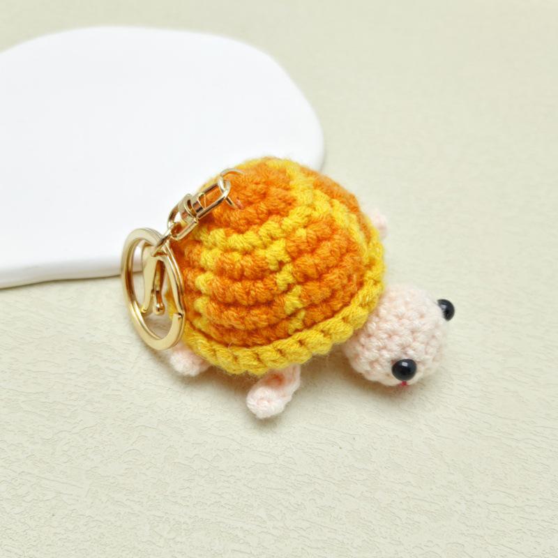 Handmade Crochet Turtle Keychain Pendant - Cartoon Sea Turtle Bag Charm Gift Decoration.