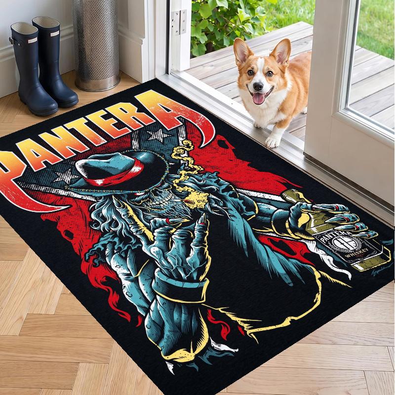 Crystal Velvet Rug with Pantera Design, Soft Non-Slip Floor Mat for Living Room Bedroom Decor