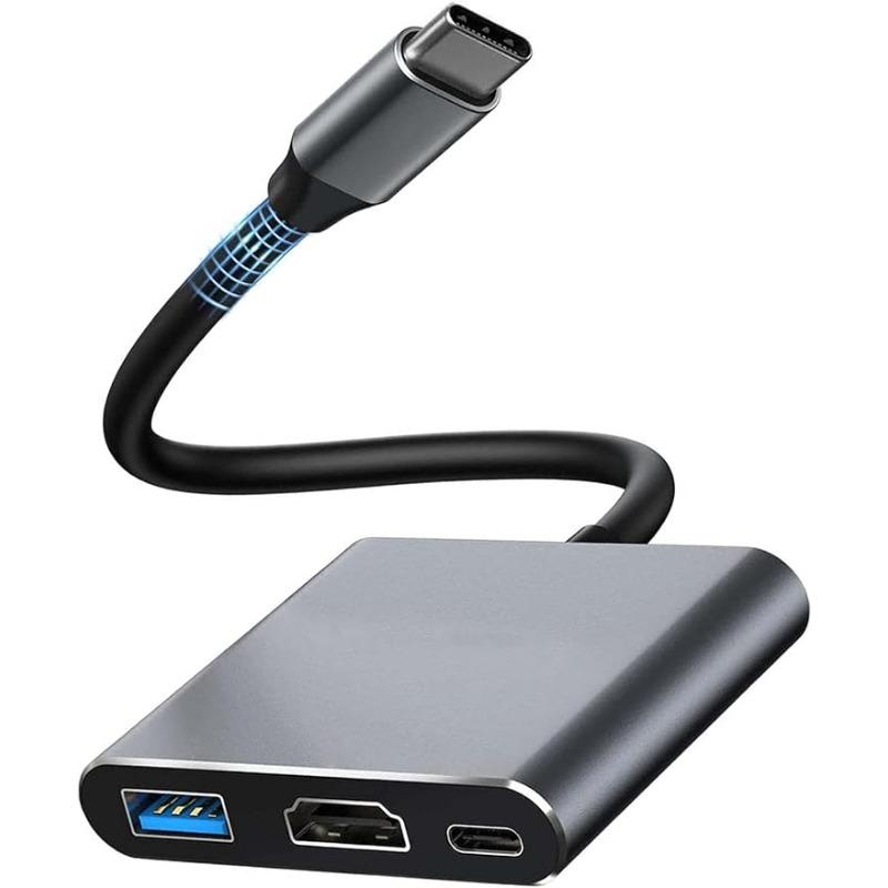 

Адаптер HDMI, видеоконвертер 4K с USB 3.0 и портом зарядки Type-C, многопортовый цифровой AV-адаптер USB-C для Mac и устройств USB Type-C (Серый)