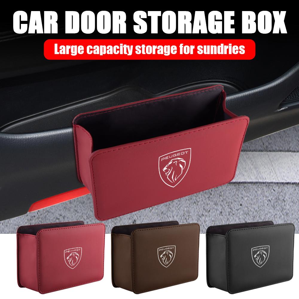 Leather Car Door Storage Box Under Seat Back Trash Bag Interior Organizer For PEUGEOT 206 a 307 308 3008 207 208 407 508 2008 5008