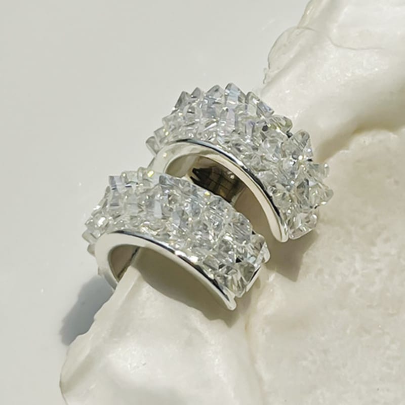 SOSOO Crystal Bold Ring Earrings