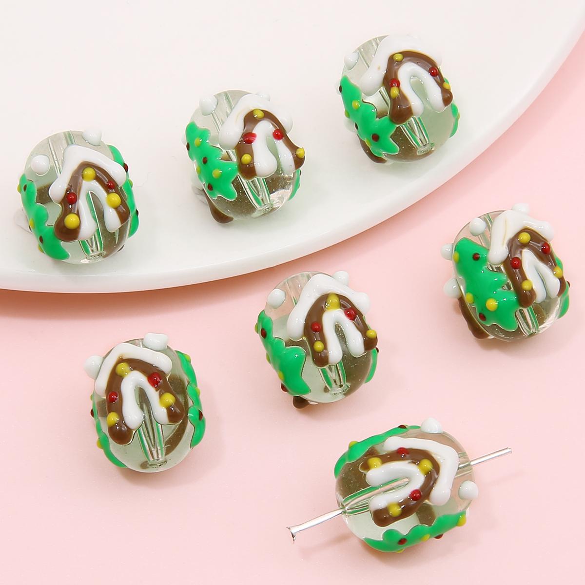 

1 шт./упак. стеклянные бусины ручной работы лэмпворк, очаровательные рождественские украшения, бусины для рождественских ювелирных изделий, изготовление подарков 14x16mm 1pc/bag