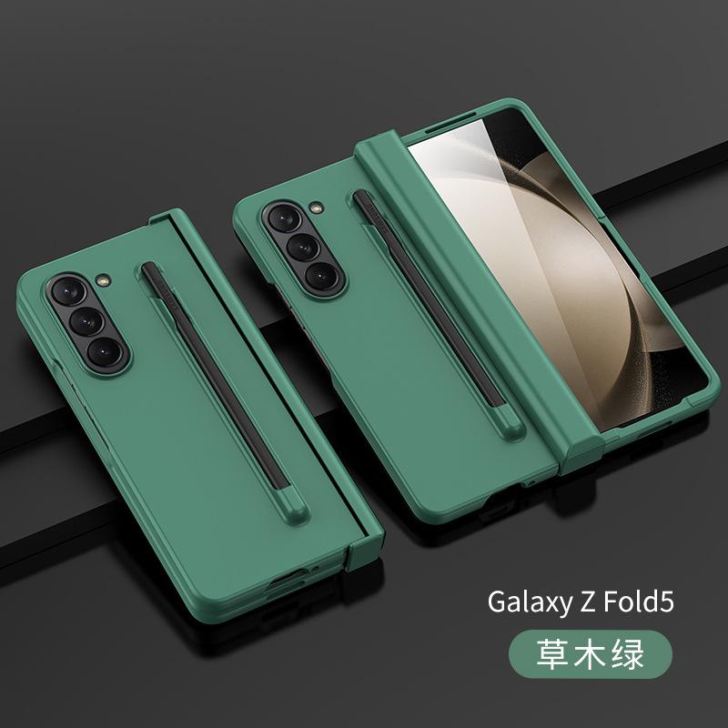 Simple business case and film integrated pen slot stylus suitable for Samsung zfold5 folding mobile phone case anti-drop protective case