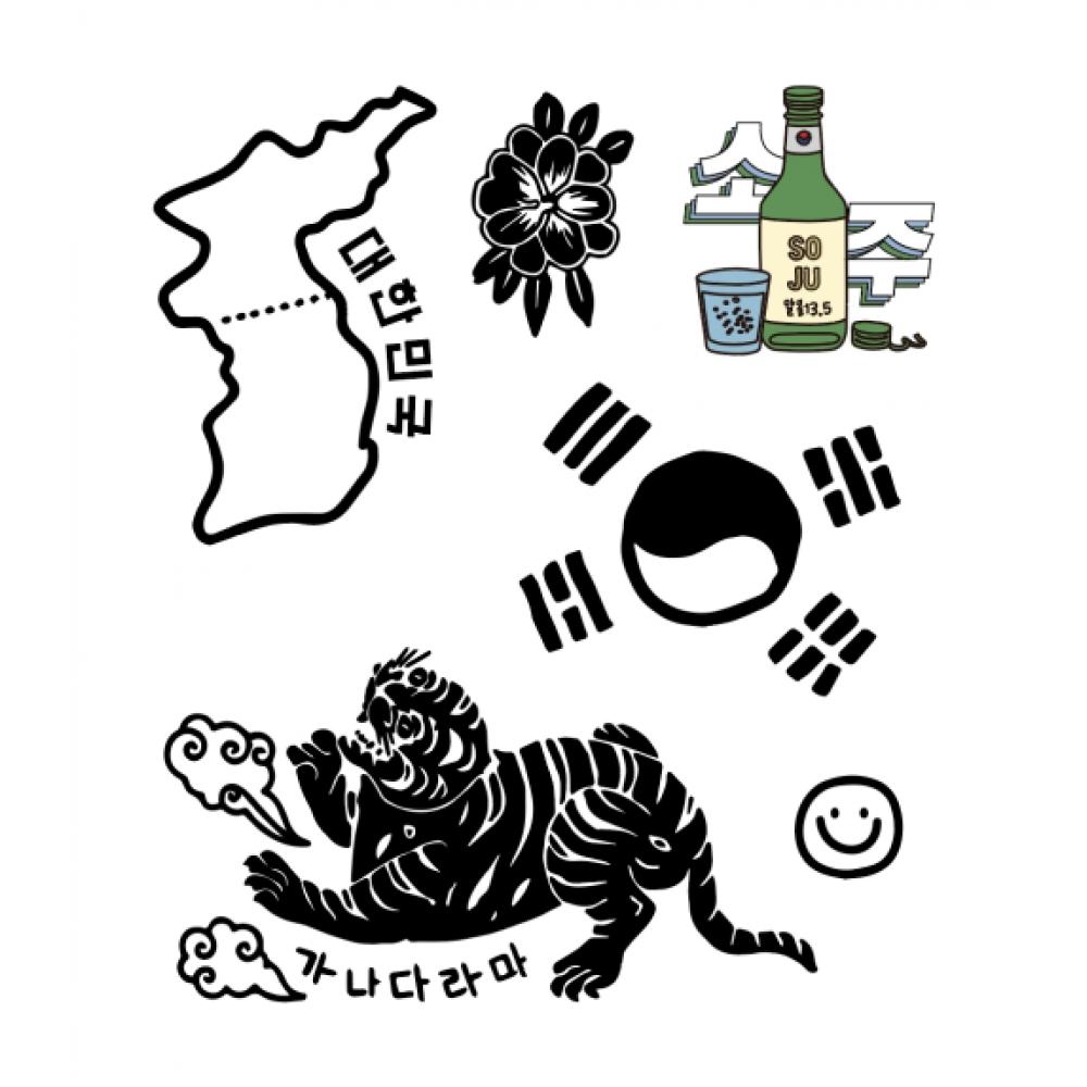 Teenytiger Water  Korean And Hangul Tattoo Stickers That Can Be Applied Without Scissors NONE