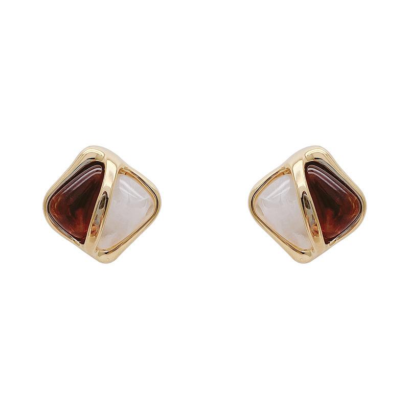 2023 Korean Vintage Contrast Geometric Square Earring Women Classic Light Luxury Earrings Fashion Female Jewelry Party Gift