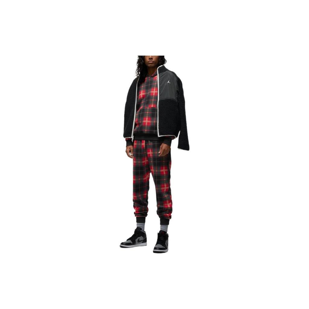 Jordan Logo Print Plaid Fleece Casual Pants Men Bottoms Multicolor DV9389-612