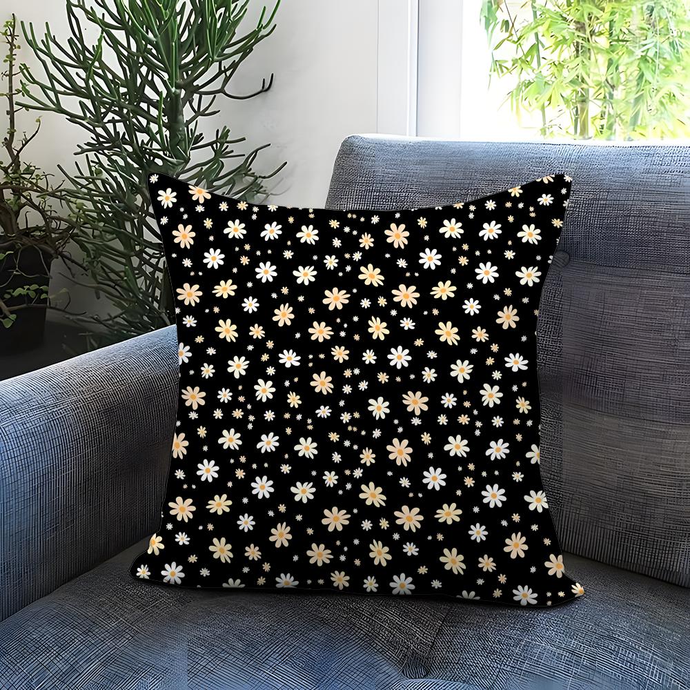 Daisy Pattern Cushion Cover Comfortable Reversible Pillow Cover Ideal for Car Sofa Bedroom  Beyond