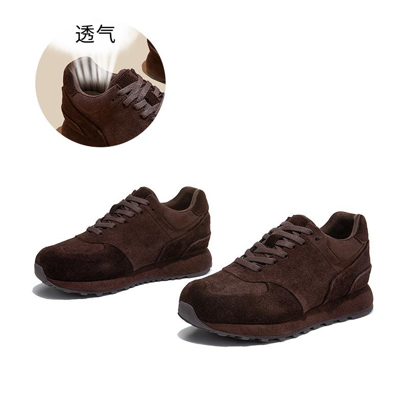 

First layer cowhide retro moral training shoes women s autumn and winter retro Forrest Gump shoes sports and leisure white shoes 38 коричневий