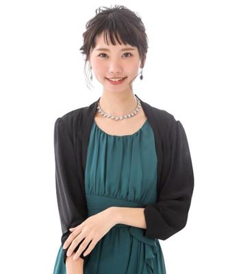 Nissen Chiffon Bolero with Back Long Size Perfect for and Women's Ribbon, Length, Black, LL, Weddings, Guests, After-Parties