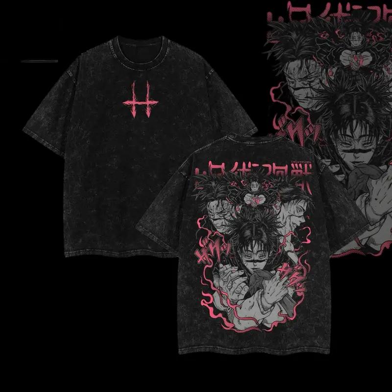 

Футболка с мангой Jujutsu Kaisen, футболка с графикой Чосо для мужчин, хлопковая футболка с коротким рукавом, винтажная стираная футболка, повседневные топы в стиле Харадзюку S
