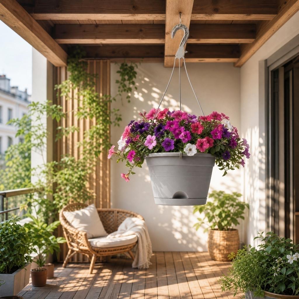 Pot de planteur suspendu en plastique avec crochet pour balcon et jardinage à la maison Pot à fleurs durable et léger adapté à une utilisation intérieure et extérieure