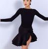 Latin Dance Dress Suit Costume for Girls Black Sexy Backless Bodysuit Chacha Rumba Tango Training Skirt Kids Dance Wear