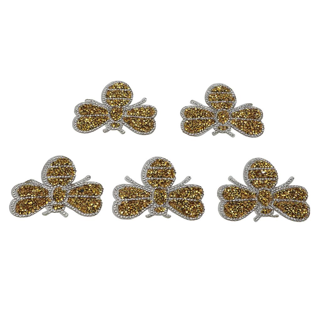 5Pcs Small Bee Rhinestone Patches Shading Blemishes Damage Cute Shape Yellow Animals Rhinestone