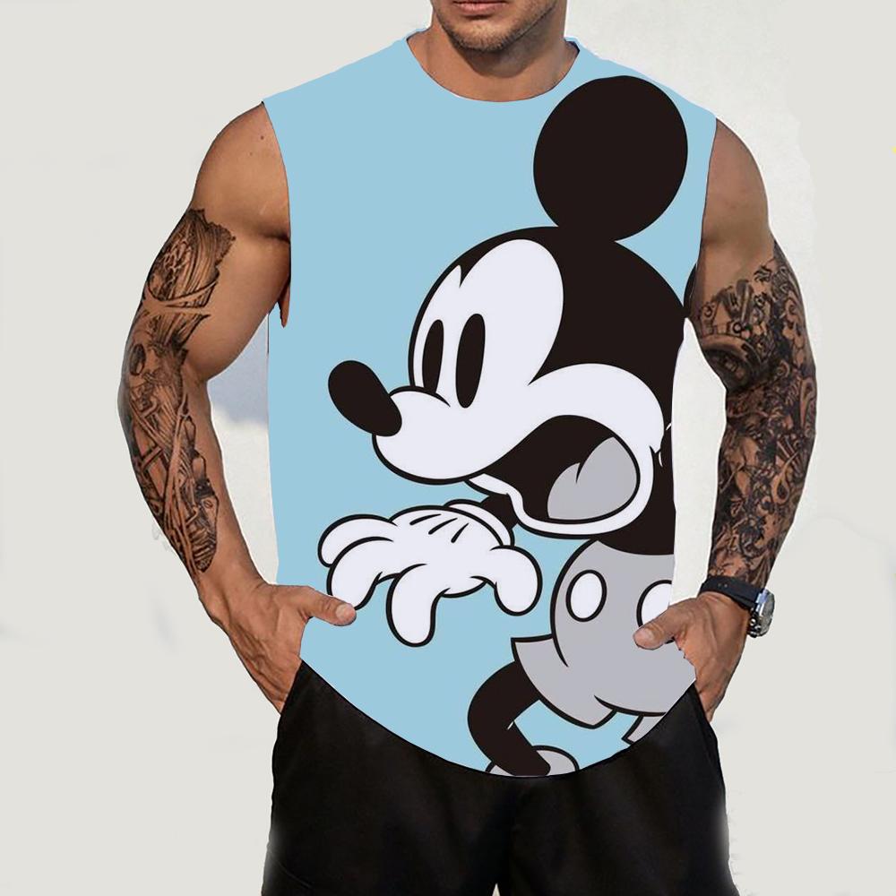 

Disney Mickey Mouse Men s Tank Top O-Neck Tank Top Casual Summer Sleeveless Large T-shirt Top Street Clothing L
